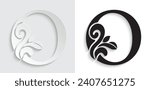 letter O Vintage flower ornament initial letters.  Alphabet. Logo vector 