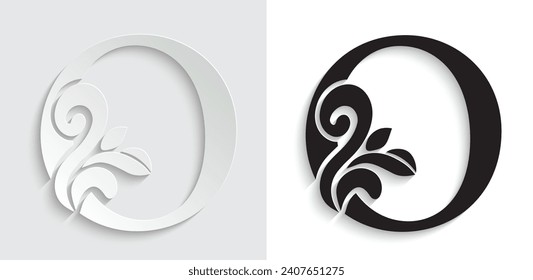 letter O Vintage flower ornament initial letters.  Alphabet. Logo vector 