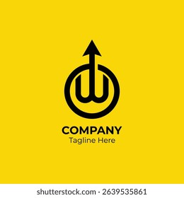 Letter O and W arrow logo design element template. Initial O and W arrow graphic concept.