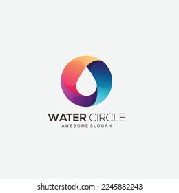 letter o with water gradient colorful logo design illustration