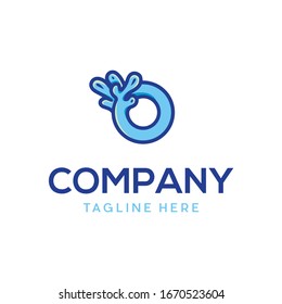 Letter O Water Splash Abstract Creative Modern Illustration Business Logo