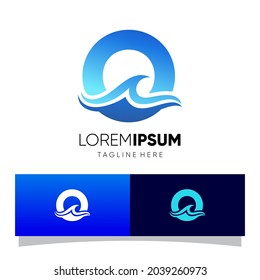 Letter O Water Wave Logo Design Vector Icon Graphic Emblem Illustration