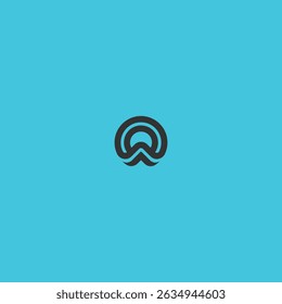 Letra O ícone de logotipo de onda design de vetor plano