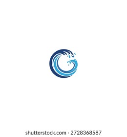 Letter o with waves logo icon flat vector design.