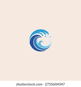 letter o with waves logo icon flat vector design.
