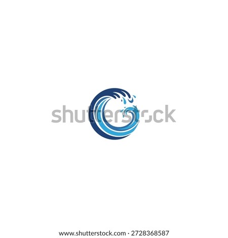 Letter o with waves logo icon flat vector design.