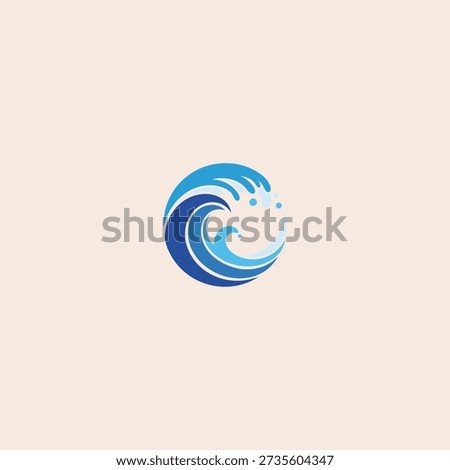 letter o with waves logo icon flat vector design.