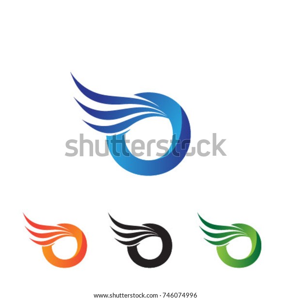Letter O wing flying
logo icon template