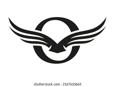 Letter O Wing Logo Design. Initial Flying Wing O Letter Logo. Letter O Wings Symbol Concept