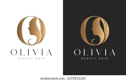 Letter O with Woman Beauty Face Logo Design Olivia Beauty Logotype