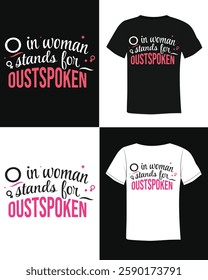 The letter O in the Woman Typography design for Women's International Day, shirt design. Outspoken written in red, feminism concept.