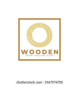 Letter O with Wooden Texture and Square Shape Logo. Usable for Business, Architecture, Real Estate, Construction and Building Logos