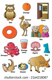 Letter O, words starting with the letter O, objects