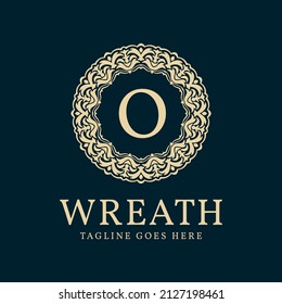 letra O marco de círculo wreath diseño de logotipo vectorial de lujo