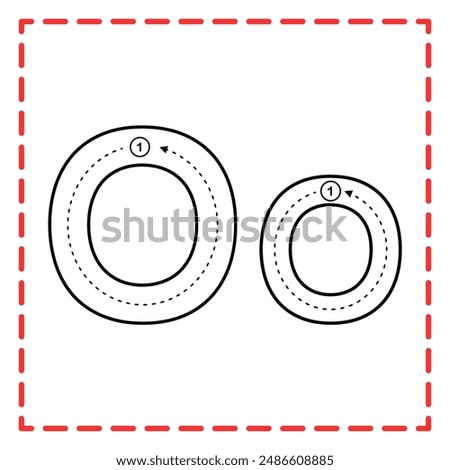 letter O for writing practice. Alphabet tracing is good for practicing children writing letters.