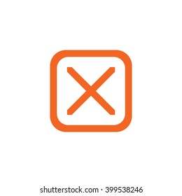 letter O and X monogram square shape logo, letter X with rounded square frame logo orange