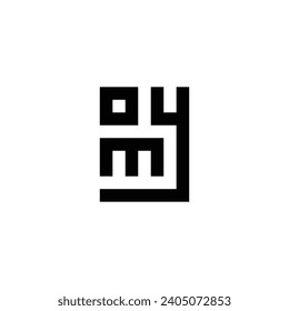 Letter o, y and m square geometric symbol simple logo vector