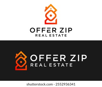 Letter O and Z monogram house real estate logo design.