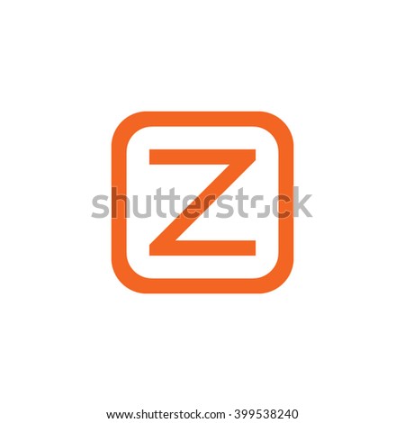 letter O and Z monogram square shape logo, letter Z with rounded square frame logo orange