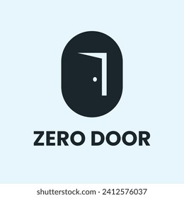 The letter O or zero logo with an illustration of an open door in the middle