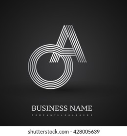 Letter OA or AO linked logo design. Elegant silver colored symbol for your business or company identity.