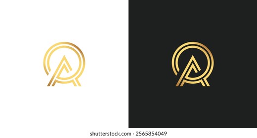 Letter OA, or AO Logo Design with Gold Color