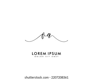 Letter OA Initial handwriting logo with signature and hand drawn style.