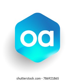 Letter OA logo in hexagon shape and colorful background, letter combination logo design for business and company identity.
