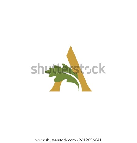 letter A oak leaf logo, luxury initial symbol