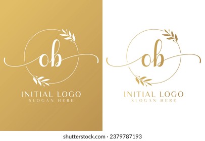 Letter OB Beauty Logo with Flourish Ornament