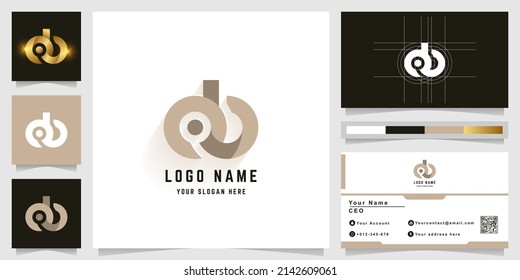Letter ob or db monogram logo with business card design