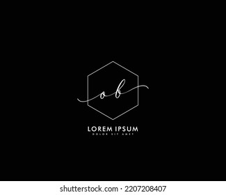 Carta OB Logo de escritura manual inicial con firma y estilo dibujado a mano.
