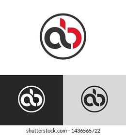 Letter ob linked lowercase logo design template elements. Red letter Isolated on black white grey background. Suitable for business, consulting group company.