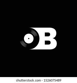Letter OB with Negative Space Vinyl - Logo for DJ or Record