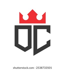 Logotipo da Carta OC Crown. Crown on Letter Modelo de design de logotipo OC