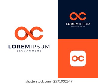 Letter OC Infinity Loop Infinite Eternity Connection Modern Vector Logo Design Illustration