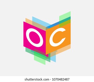 Letter OC logo with colorful geometric shape, letter combination logo design for creative industry, web, business and company.
