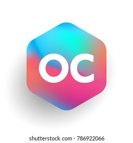 Letter OC logo in hexagon shape and colorful background, letter combination logo design for business and company identity.
