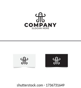 Letter A Octopus Logo Design Vector Template