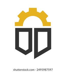 Letter OD Gear Logo Design for Service Center, Repair, Factory, Industrial, Digital and Mechanical Business