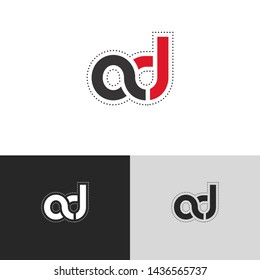 Letter od linked lowercase logo design template elements. Red letter Isolated on black white grey background. Suitable for business, consulting group company.