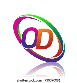 letter OD logotype design for company name colorful swoosh. vector logo for business and company identity.