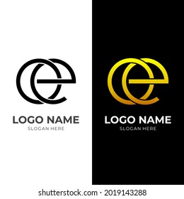 Logo-Konzept von Buchstaben und Buchstaben mit schwarz-goldfarbenem Flachstil