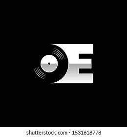 Letter OE with Negative Space Vinyl - Logo for DJ or Record