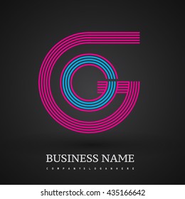 Letter OG or GO linked logo design circle G shape. Elegant red and blue colored, symbol for your business name or company identity.