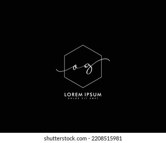 Letra OG logotipo de escritura manual inicial con firma y estilo dibujado a mano.