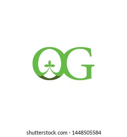 Letter OG with leaf logo design vector