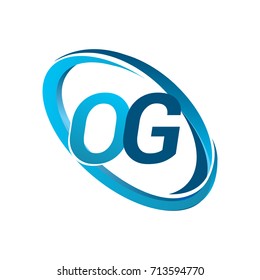 letter OG logotype design for company name colored blue swoosh. vector logo for business and company identity.