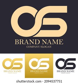 Letter OG or OS logo design template in gold color with infinity icon concept. Luxury template for company or premium product.