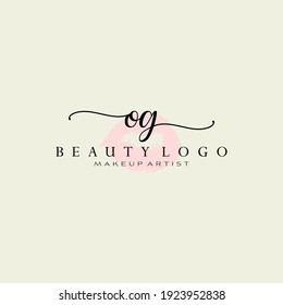 Letter OG Watercolor Lips Premade Logo Design, Logo for Makeup Artist Business Branding, Blush Beauty Boutique Logo Design, Calligraphy Logo